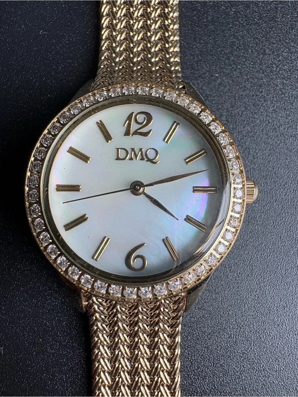 Women's Gold‎ Mesh Bracelet Watch with Rhinestone Bezel